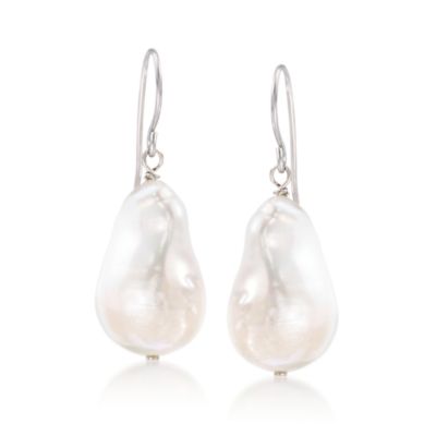 15mm Cultured Baroque Pearl Earrings in Sterling Silver &mdash; Alt Image 1
