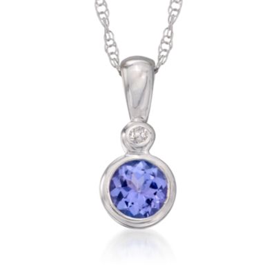 .30 Carat Tanzanite Pendant Necklace With Diamond in 14kt White Gold. 16" &mdash; Alt Image 1
