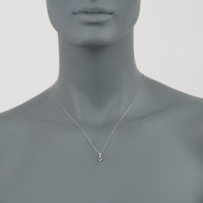 .30 Carat Tanzanite Pendant Necklace With Diamond in 14kt White Gold. 16" &mdash; Alt Image 2