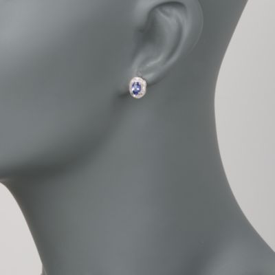 1.00 ct. t.w. Tanzanite Stud Earrings With Diamonds in 14kt White Gold &mdash; Alt Image 2