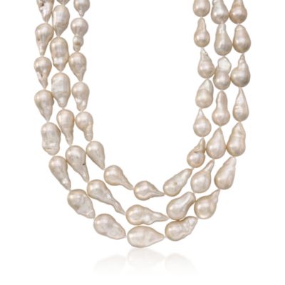 12-13mm Multi-Strand Baroque Cultured Pearl Necklace With 14kt Yellow Gold Clasp. 16" &mdash; Alt Image 1