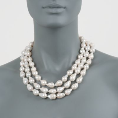 12-13mm Multi-Strand Baroque Cultured Pearl Necklace With 14kt Yellow Gold Clasp. 16" &mdash; Alt Image 3