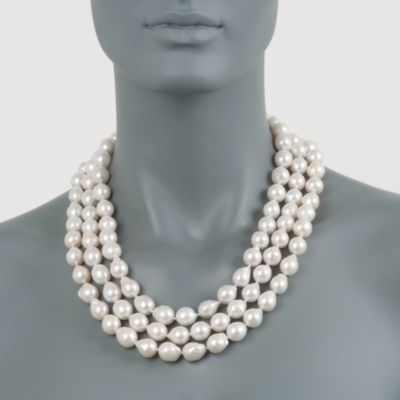 12-13mm Multi-Strand Baroque Cultured Pearl Necklace With 14kt Yellow Gold Clasp. 16" &mdash; Alt Image 4