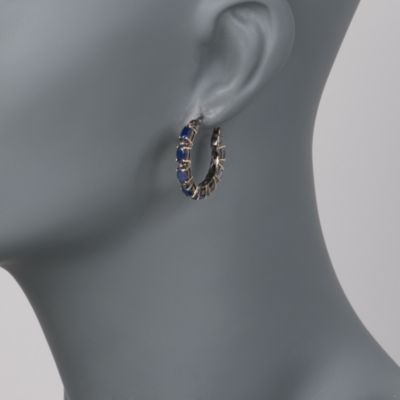 4.80 ct. t.w. Sapphire Hoop Earrings With Diamonds In Two-Tone &mdash; Alt Image 2