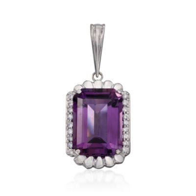 C. 2000 Vintage 28.20 Carat Amethyst and .55 ct. t.w. Diamond Pendant In 14kt White Gold