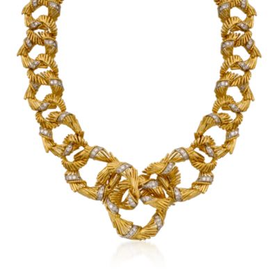 C. 1980 Vintage 9.00 ct. t.w. Diamond Collar Necklace in 18kt Yellow Gold. 16.5" &mdash; Alt Image 1