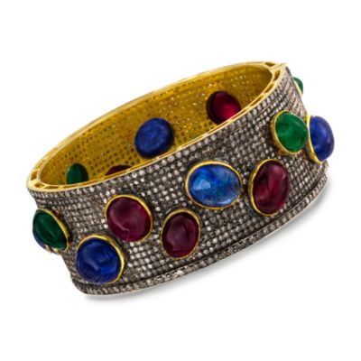 100.00 ct. t.w. Multi-Gem and 15.75 ct. t.w. Natural Diamond Bangle In Two-Tone &mdash; Alt Image 1
