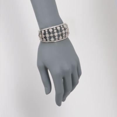 9.60 ct. t.w. Floral Diamond Openwork Bangle in 18kt White Gold. 7" &mdash; Alt Image 2