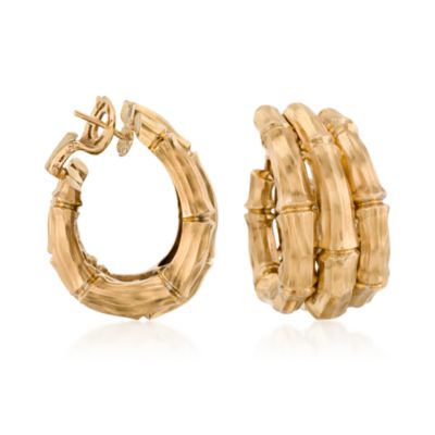C. 1980 Vintage Cartier Bamboo Hoop Earrings In 18kt Yellow Gold &mdash; Alt Image 1
