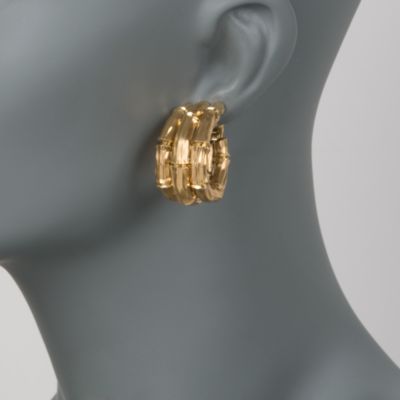 C. 1980 Vintage Cartier Bamboo Hoop Earrings In 18kt Yellow Gold &mdash; Alt Image 2