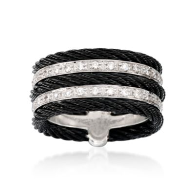 Charriol "Celtic Noir" .27 ct. t.w. Multi-Row Diamond Ring in 18kt White Gold . Size 7 &mdash; Alt Image 1