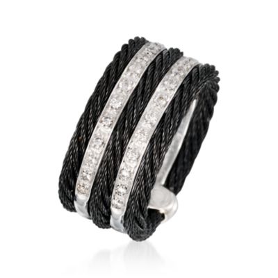 Charriol "Celtic Noir" .27 ct. t.w. Multi-Row Diamond Ring in 18kt White Gold . Size 7 &mdash; Alt Image 3
