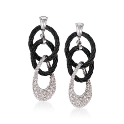 Charriol "Celtic Noir" .22 ct. t.w. Multi-Circle Diamond Earrings in Stainless and 18kt White Gold &mdash; Alt Image 1