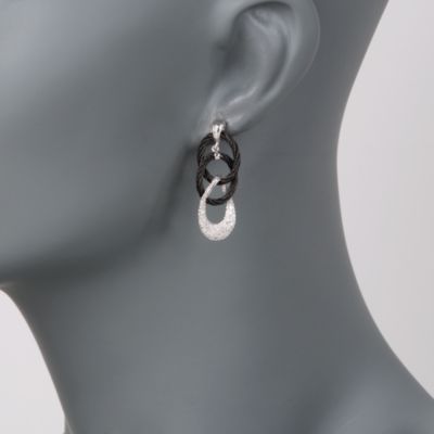Charriol "Celtic Noir" .22 ct. t.w. Multi-Circle Diamond Earrings in Stainless and 18kt White Gold &mdash; Alt Image 2