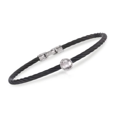 Charriol 1.00 Carat "Celtic Noir" White Topaz Bangle Bracelet In 18kt White Gold and Stainless Steel. 7" &mdash; Alt Image 1