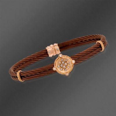 Charriol .33 ct. t.w. "Celtique" Diamond Bracelet in 18kt Rose Gold and Stainless. 7" &mdash; Alt Image 1