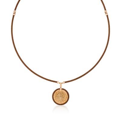 Charriol .66 ct. t.w. "Celtique" Diamond Pendant Necklace in Stainless and 18kt Rose Gold. 17" &mdash; Alt Image 1