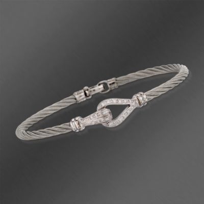 Charriol .18 ct. t.w. "Classique" Diamond Bangle Bracelet in Stainless and 18kt White Gold. 7" &mdash; Alt Image 1