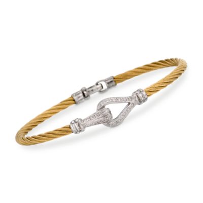 Charriol .18 ct. t.w. "Classique" Diamond Bangle Bracelet in Stainless and 18kt Gold. 7" &mdash; Alt Image 1