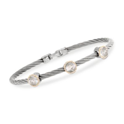 Charriol 1.00 ct. t.w. "Classique" White Topaz Bangle Bracelet in Stainless Steel. 7" &mdash; Alt Image 1