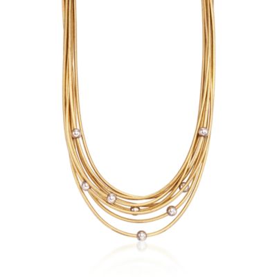 Italian Multi-Strand and Bead Flex Necklace With 14kt Two-Tone Gold. 18" &mdash; Alt Image 1