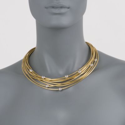 Italian Multi-Strand and Bead Flex Necklace With 14kt Two-Tone Gold. 18" &mdash; Alt Image 2