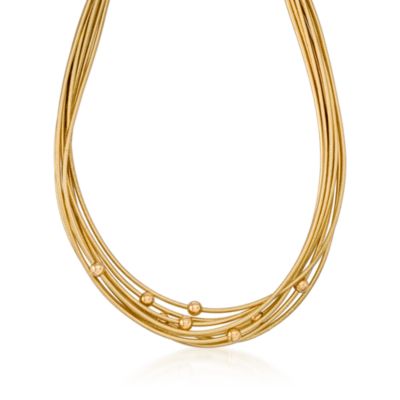 Italian Multi-Strand Flex Necklace With 14kt Gold Beads &mdash; Alt Image 1