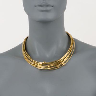 Italian Multi-Strand Flex Necklace With 14kt Gold Beads &mdash; Alt Image 3