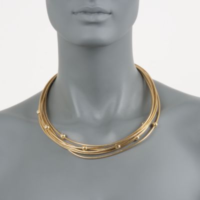 Italian Multi-Strand Flex Necklace With 14kt Gold Beads &mdash; Alt Image 4