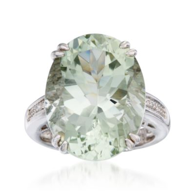 13.50 Carat Green Amethyst Ring With Diamonds in Sterling Silver &mdash; Alt Image 1
