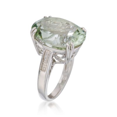 13.50 Carat Green Amethyst Ring With Diamonds in Sterling Silver &mdash; Alt Image 3