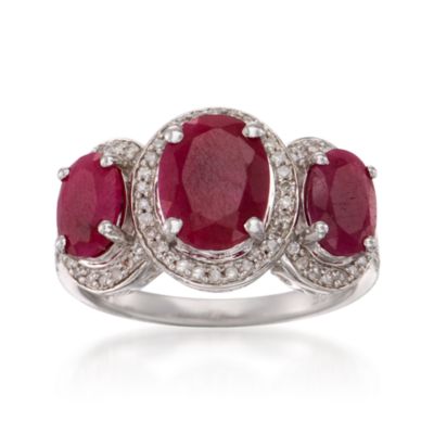 3.90 ct. t.w. Ruby and .25 ct. t.w. Diamond Ring in Sterling Silver &mdash; Alt Image 1