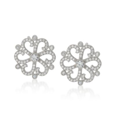 1.75 ct. t.w. Floral CZ Earrings in Sterling Silver &mdash; Alt Image 1