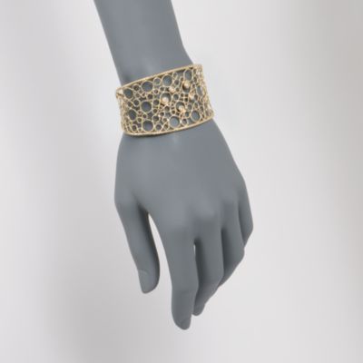 Roberto Coin 18kt Yellow Gold "Bollicine" Cuff Bracelet With Diamonds. 7" &mdash; Alt Image 2