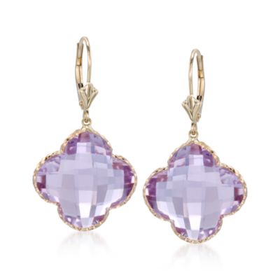 27.00 ct. t.w. Amethyst Drop Earrings in 14kt Yellow Gold &mdash; Alt Image 1