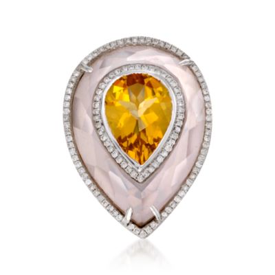 Quartz and 3.00 Carat Citrine Ring With .45 ct. t.w. Diamonds in 18kt White Gold &mdash; Alt Image 1