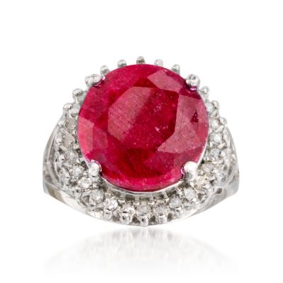 8.50 Carat Ruby and .40 ct. t.w. Diamond Ring in Sterling Silver. Size 6 &mdash; Alt Image 1