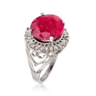 8.50 Carat Ruby and .40 ct. t.w. Diamond Ring in Sterling Silver. Size 6 &mdash; Alt Image 3