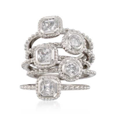 Set of Five 2.50 ct. t.w. CZ Rings in Sterling Silver &mdash; Alt Image 1