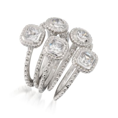 Set of Five 2.50 ct. t.w. CZ Rings in Sterling Silver &mdash; Alt Image 3