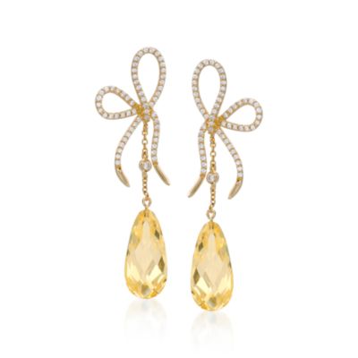 12.20 ct. t.w. Yellow and White CZ Drop Earrings in 14kt Gold Over Sterling Silver &mdash; Alt Image 1
