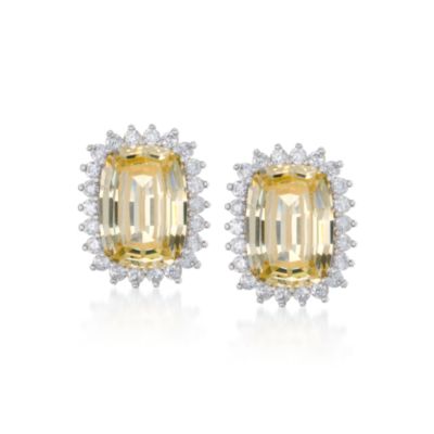 13.30 ct. t.w. Yellow and White CZ Earrings in Sterling Silver &mdash; Alt Image 1