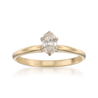 C.1990 Vintage .34 Carat Diamond Solitaire Engagement Ring in 14kt Yellow Gold. Size 4.5 &mdash; Alt Image 1