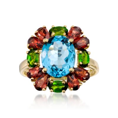 3.30 Carat Topaz and 2.50 ct. t.w. Multi-Gem Ring in 14kt Yellow Gold &mdash; Alt Image 1