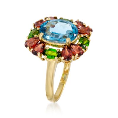 3.30 Carat Topaz and 2.50 ct. t.w. Multi-Gem Ring in 14kt Yellow Gold &mdash; Alt Image 3