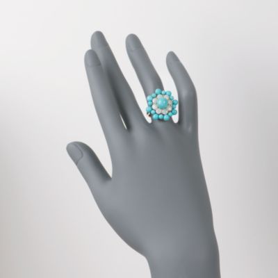 Turquoise and Opal Ring In 14kt Yellow Gold &mdash; Alt Image 2
