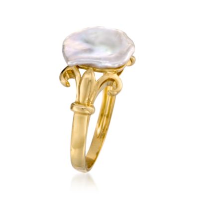 Cultured Keshi Pearl Ring in 14kt Yellow Gold &mdash; Alt Image 3
