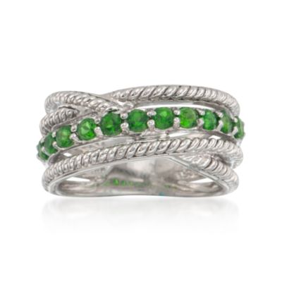 .65 ct. t.w. Green Diopside Crisscross Ring in Sterling Silver &mdash; Alt Image 1