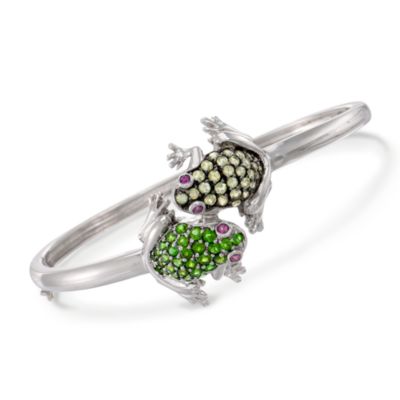 1.95 ct. t.w. Green Chrome Diopside and Peridot Frog Bangle Bracelet in Sterling Silver &mdash; Alt Image 1