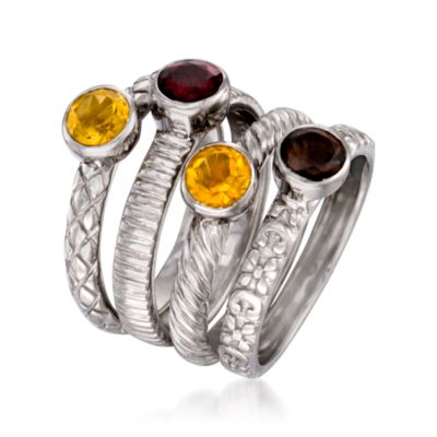 Set of Four 1.60 ct. t.w. Multi-Gem Rings In Sterling Silver &mdash; Alt Image 3